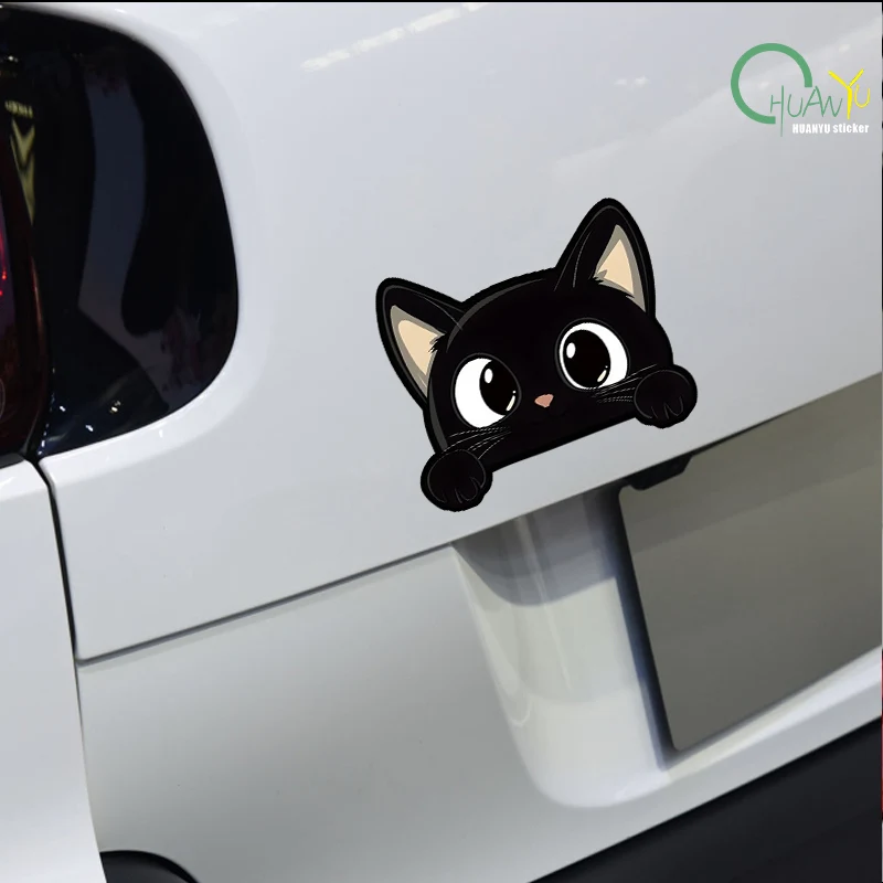 Black kitten cartoon cute car body scratch cover personal creative waterproof electric bike motorcycle sticker decal