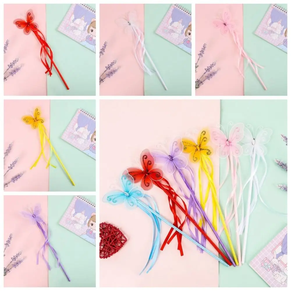 Dreamlike Pretty Butterfly Fairy Wands Role-playing Girls Wand Princess Wand Plastic Cute Kids Stick Wand Birthday Gift