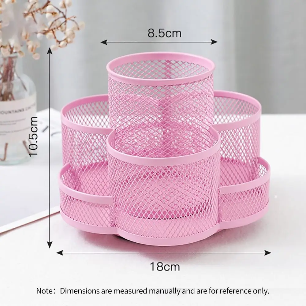 Creative 360 Degree Rotating Pen Holder Multi-Functional Metal Mesh 7 Compartments Pen Container Desk Stationery Organizer