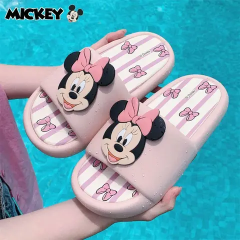 Heißer Cartoon Tier Mickey Minnie Maus Rote Schleife Hausschuhe Dicken Boden Weichen Paar Indoor Badezimmer Frauen Sommer Sandalen Geschenk