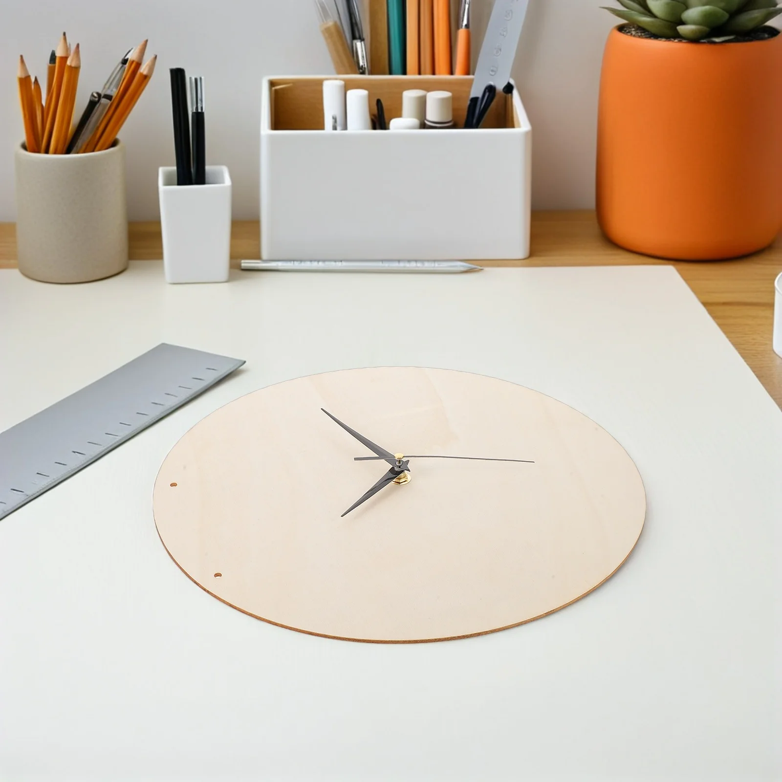 

2 set Blank Wooden Dial Diy Kit Solid Wood Round Clock Face With Silent Movement Mechanism For Home Office Wall Decor Wall Clock