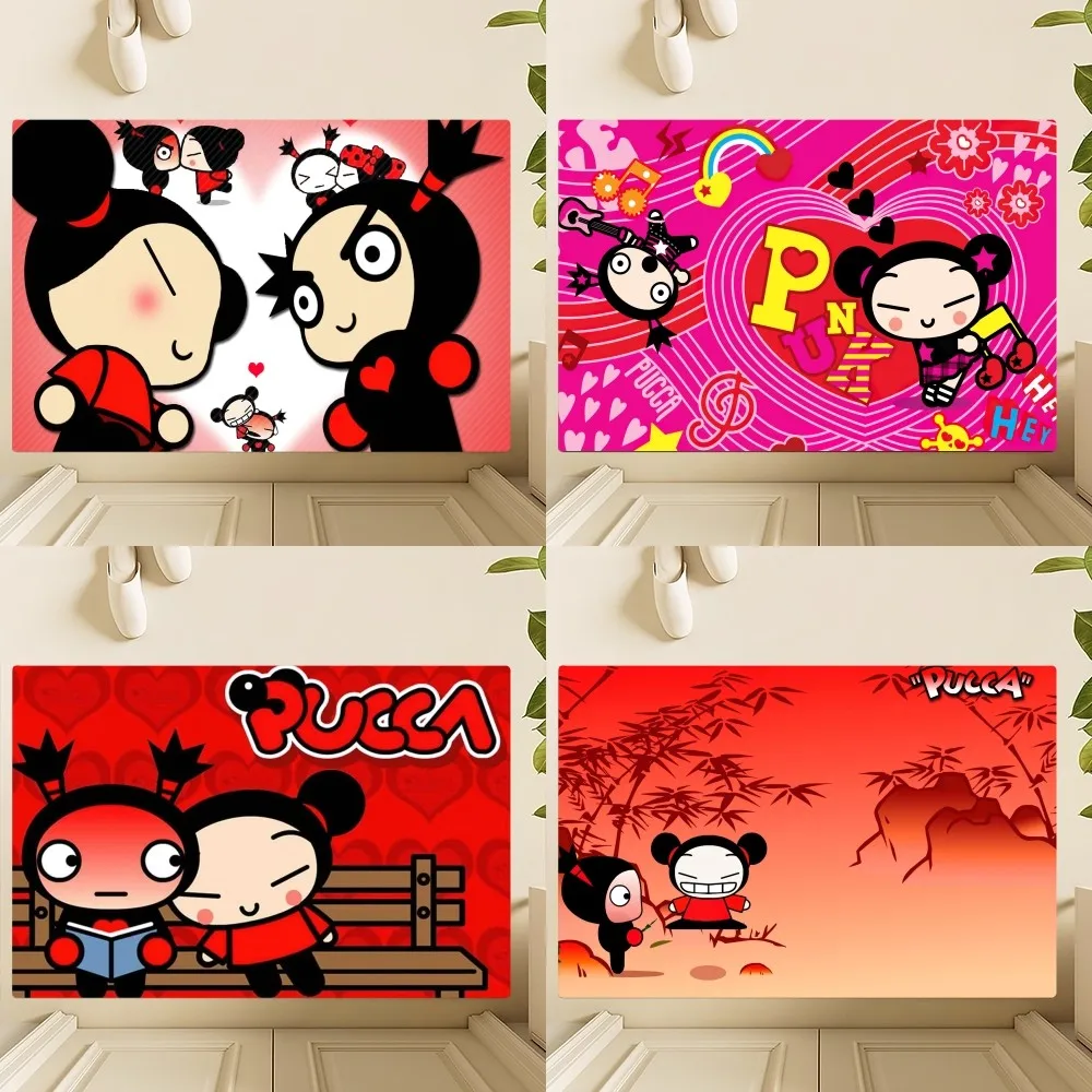 MINISO Disney Pucca Cute Floor Mat Bedroom Kitchen Door Bath House Super Absorbent Foot Non-slip