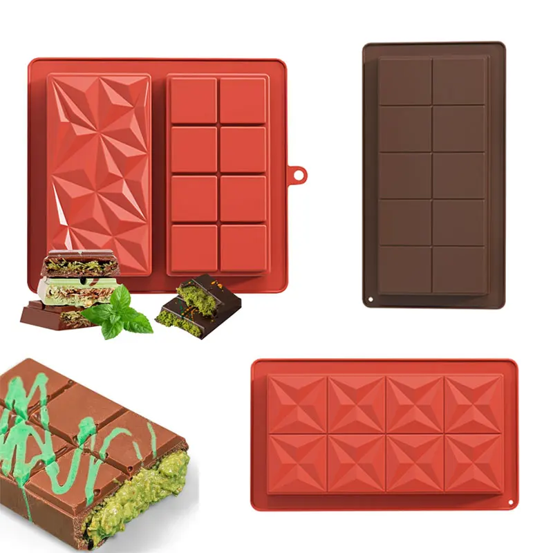ディープチョコレートバーモールドドバイ厚いチョコレートモールドモールドシリコーン大型ブレイクアパートぬいぐるみチョコレートモールドピスタチオ充填用