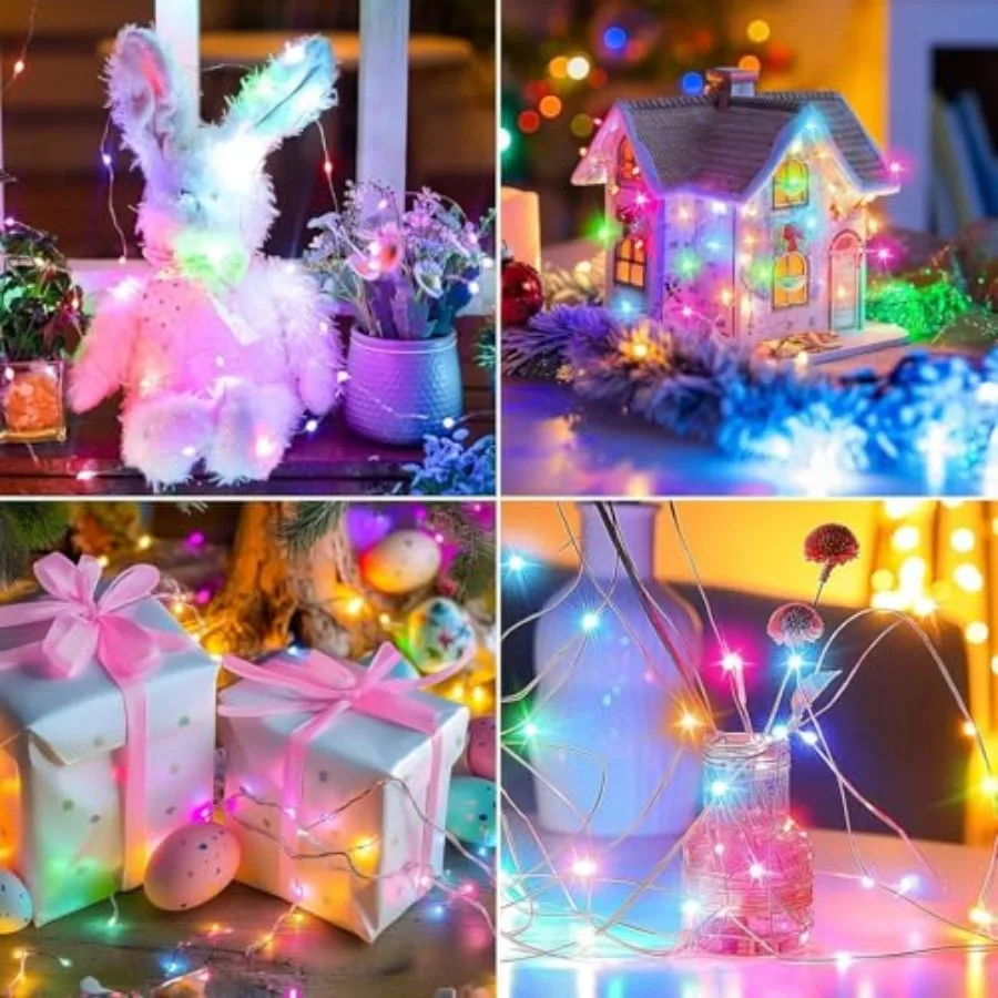 Easter Lights Battery Operated, Pastel Fairy String Light, Easter Decor 7Feet 20 LED Mini Light Firefly for Mason Jars DIY Craf