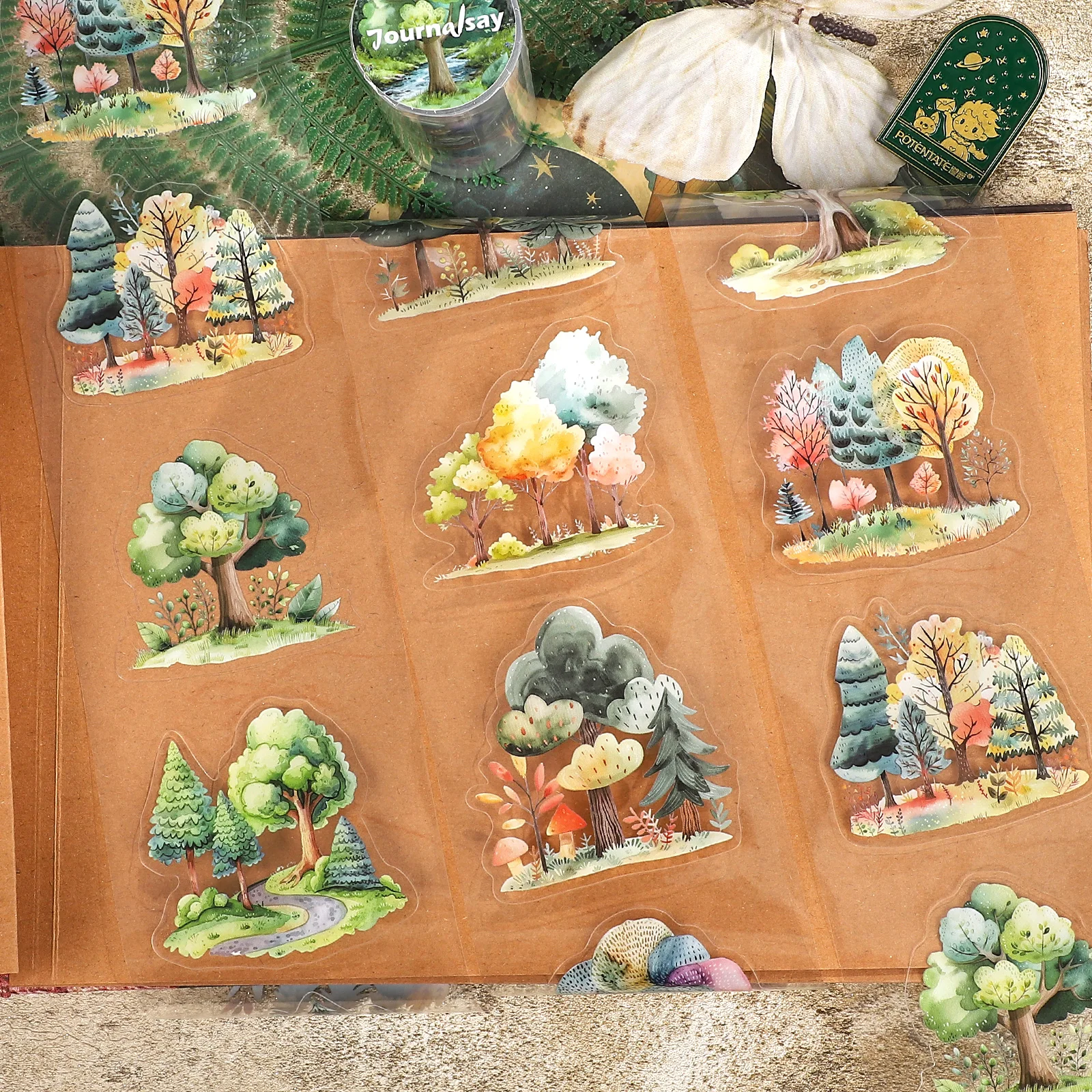 80mm*200cm Vintage Magic Forest Tree Landscape PET Tape Creative DIY Journal Material Collage Scrapbooking Stationery