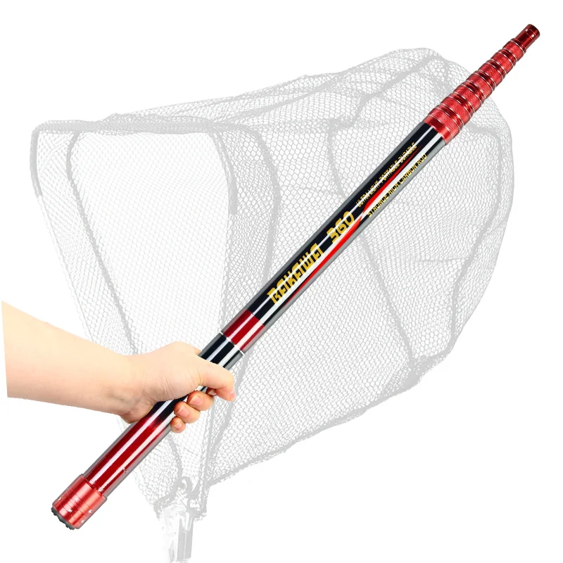 JOSBY-red de pesca plegable telescópica Ne 2,1 M/3M/3,6 M, herramientas de mosca de fibra de carbono, accesorios de red de aterrizaje