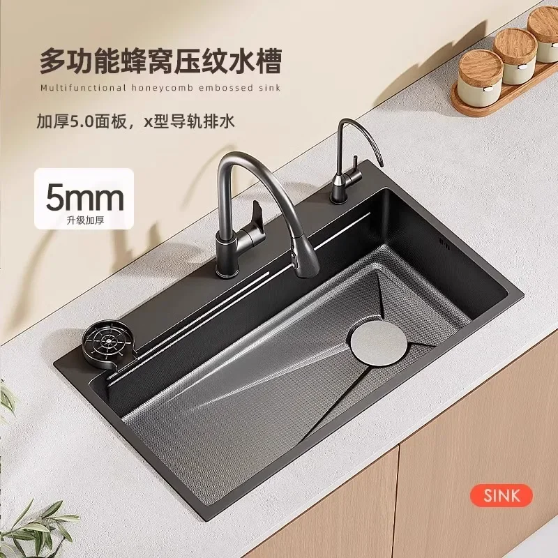 304 stainless steel 5.0 small rice sink large single sink kitchen vegetable basin household dishwashing sink under the counter