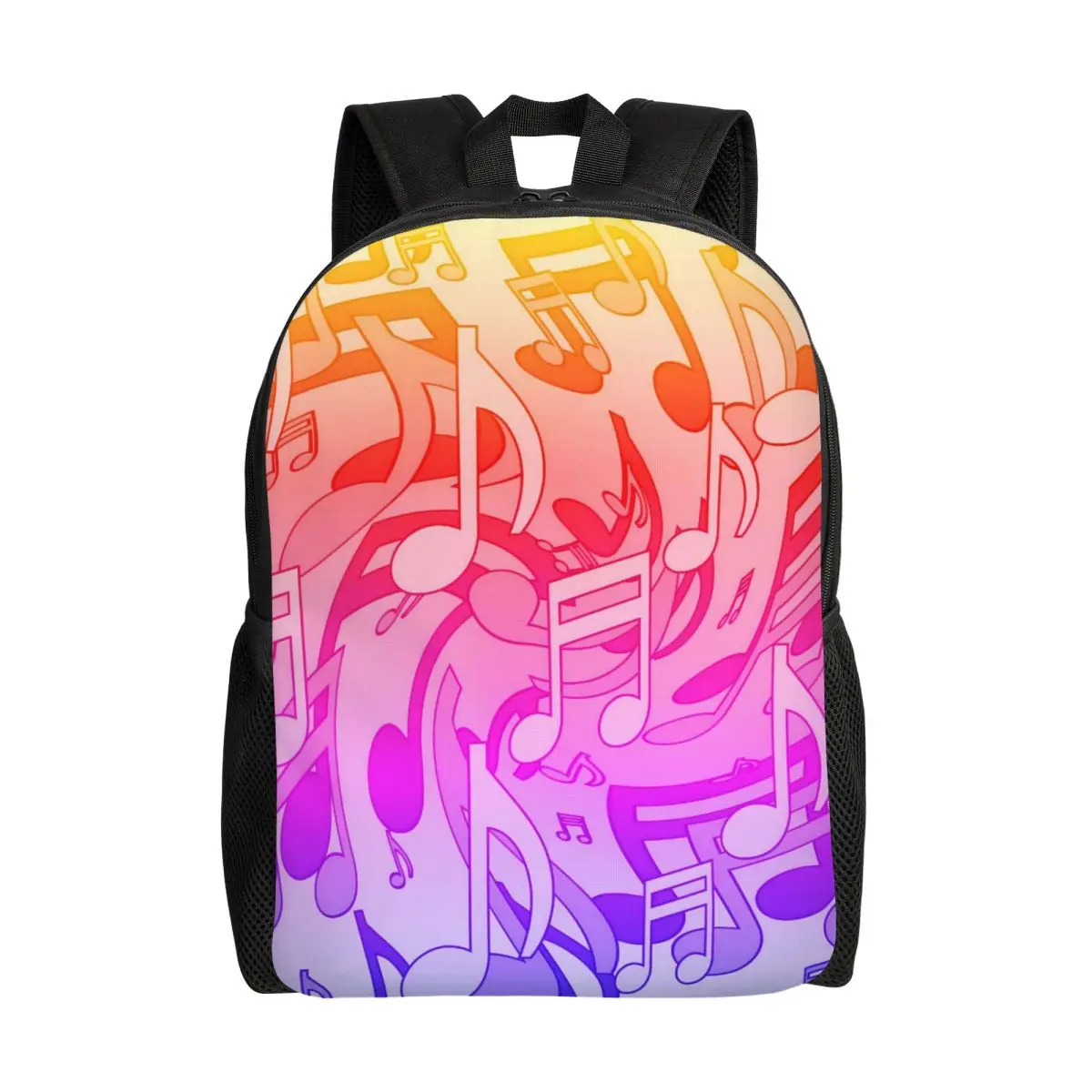 

Lively Music Notes Backpack Ombre Print Workout Backpacks Men Designer Pattern High School Bags Streetwear Rucksack
