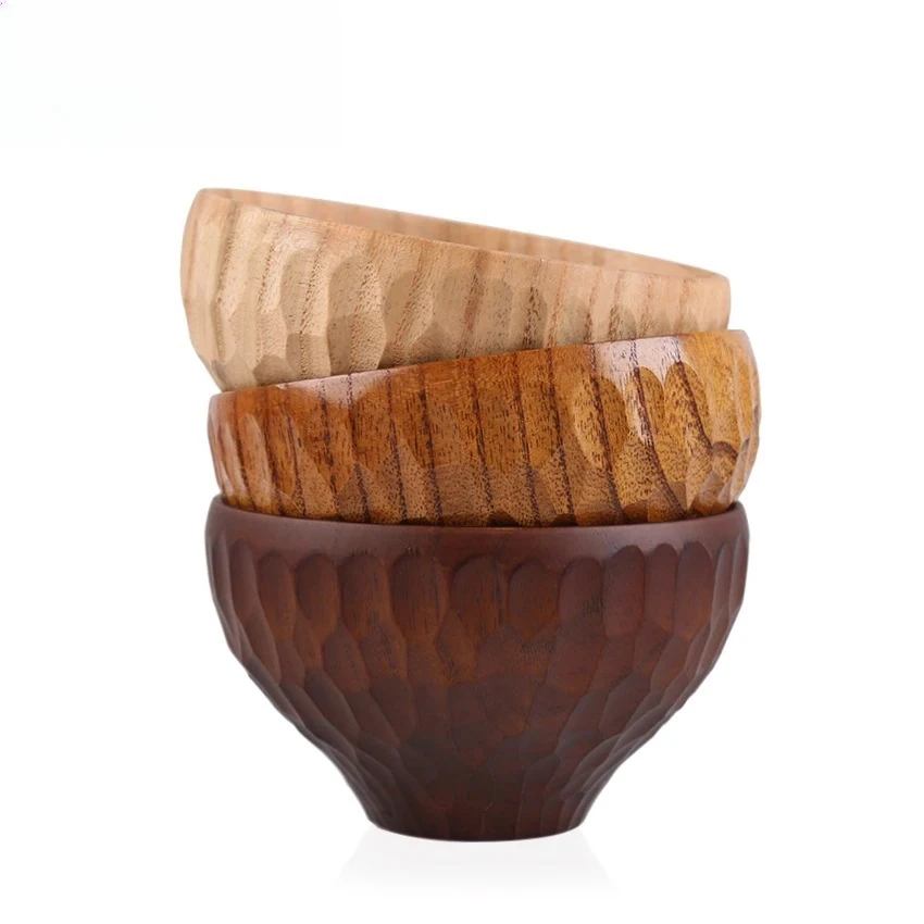 Master Star Turtle Shell Shape Wooden Bowl Carve Chinese Handmade Solid Color Soup Bowl Serving Utensils For Family Kitchen Dish