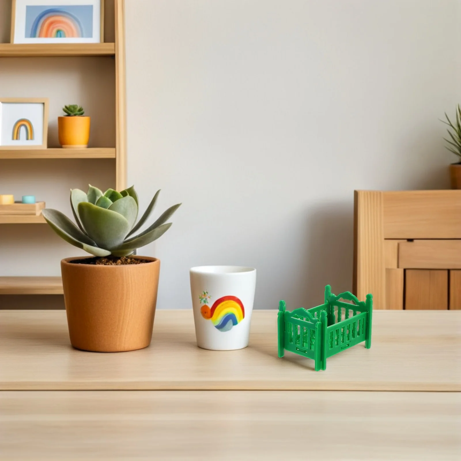 

18Pcs Miniature Crib Bed Set Unique Design Compatible with Various Dollhouses Enhancing Parent-Child Interaction and Motor