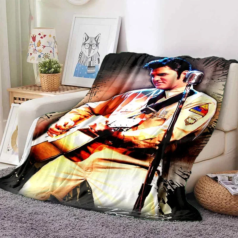 E-Elvis Presley Throw Blanket Soft Flannel Thin for Bed Sofa Cover Bedspread Home Deco picnic cooling blankets for beds gift