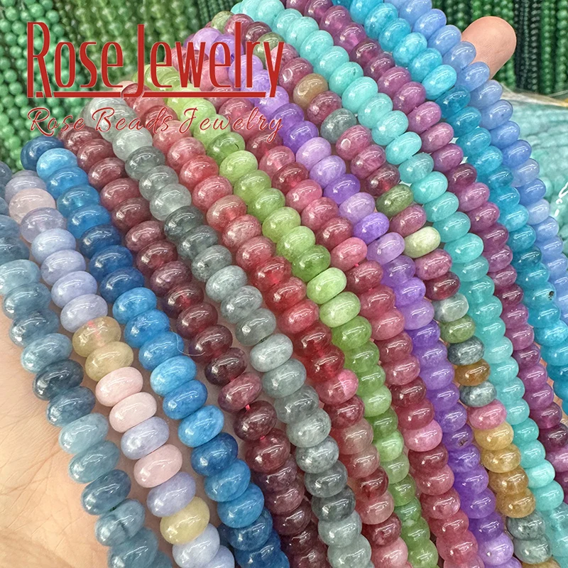 Natural Colorful Jades Tourmaline Rondelle Abacus Beads Round Loose Beads for Jewelry Making DIY Bracelets Necklaces 5x8mm 15\