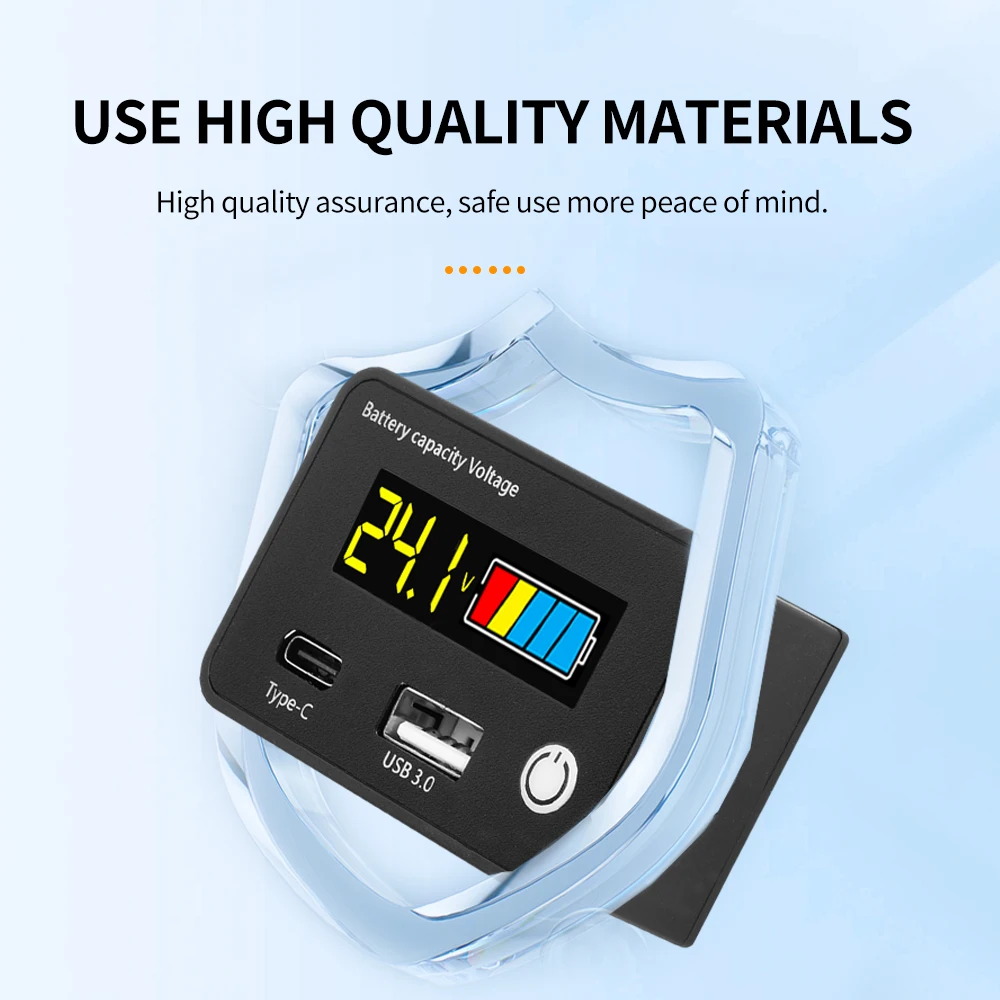 6140 DC8-30V Lead-acid Lithium Iron Battery Capacity Indicator Digital Voltmeter Voltage Tester Instrument Tool USB+Type-C