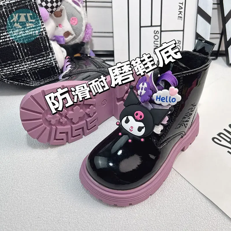 Girls Shoes Miniso Sanrio Kuromi Martin Boots Kawaii Anime Winter Waterproof Cotton Shoes Cartoon Cute Babys Shoes Kid Gift