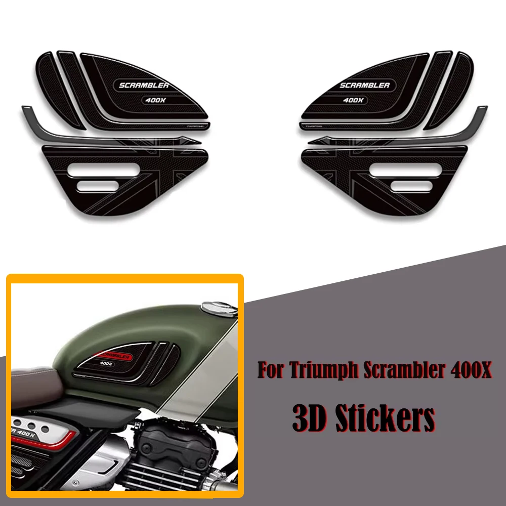 For Triumph Scrambler 400X 2024 2025 Protector Tank Pad Side Grips Gas Fuel Oil Kit Knee Fairing Fender Wheels Stickers Decals