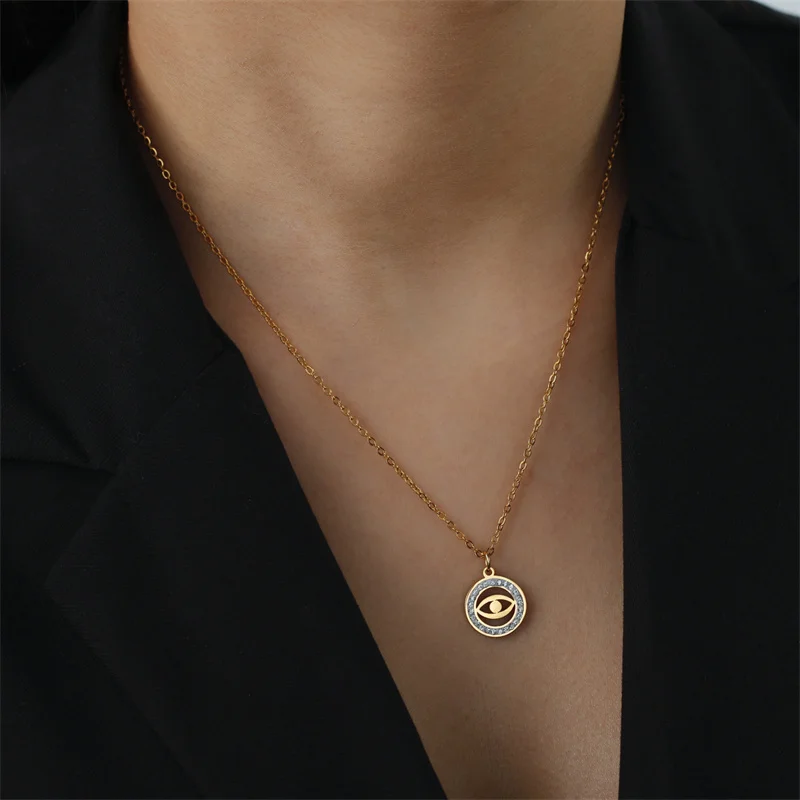 Trendy Edelstahl Strass Baum des Lebens Anhänger Halskette Für Frauen Charme Sommer Schlüsselbein Kette Schmuck Colgantes Cadena – Detail 28