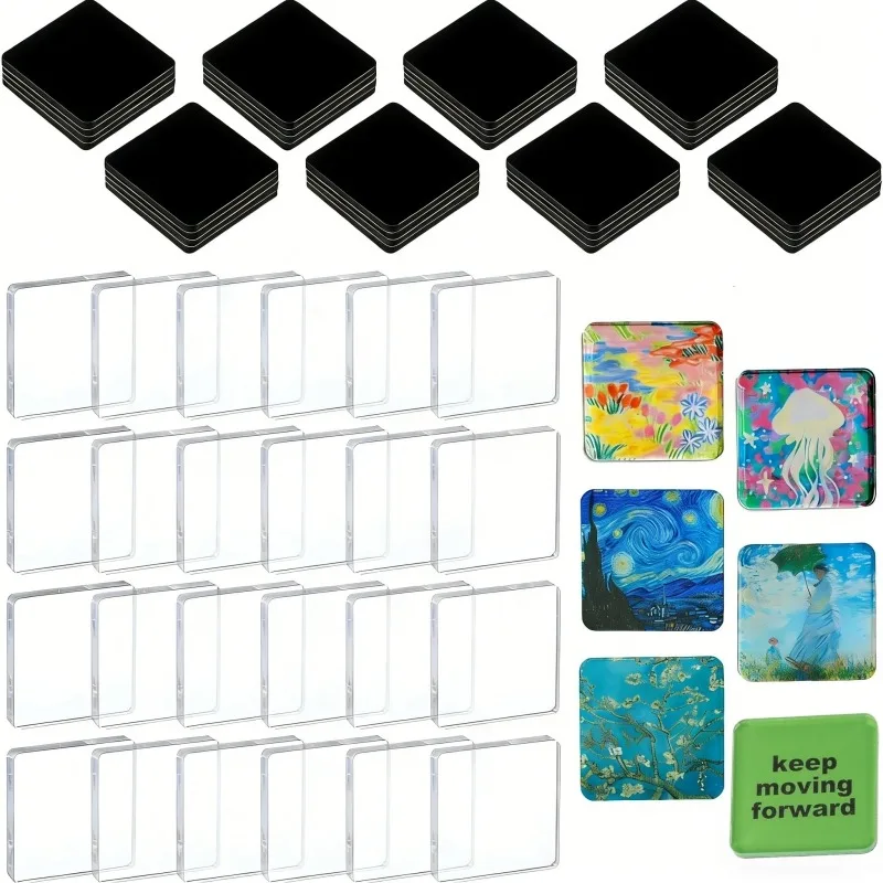 DIY Kühlschrankmagnete Set Acryl Blanko Kühlschrankmagnete mit Klebstoff-Rückseite Ferrit-Magnete für Basteln Heim Büro Dekoration – Detail 2