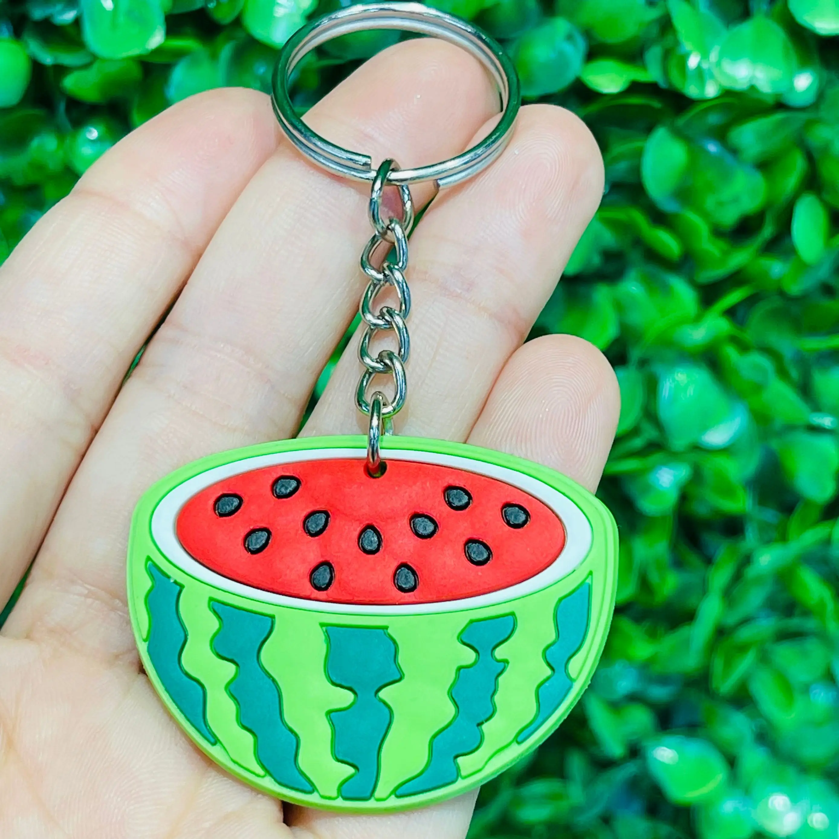 1-12Pcs Cartoon Fruit Watermelon Pvc Keyrings Holder Organizer Children Bag Charms Car Keychain Pendant for Key Control Kid Gift