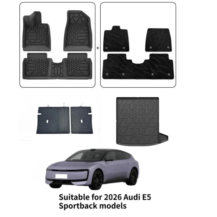 

For 2026 Audi E5 Sportback Car Floor Mats, All-season Waterproof TPE Floor Mats, Trunk Mats
