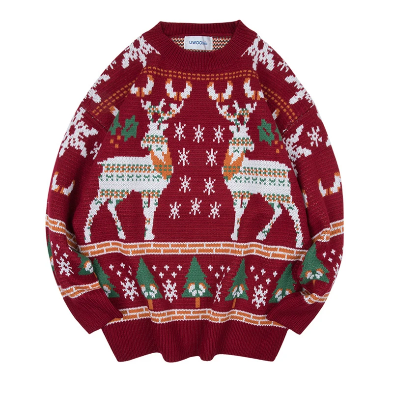 秋冬メンズクリスマスセーター男性 O ネック暖かいカシミヤニットプルオーバーカップルのニットウェアホリデーセーター服