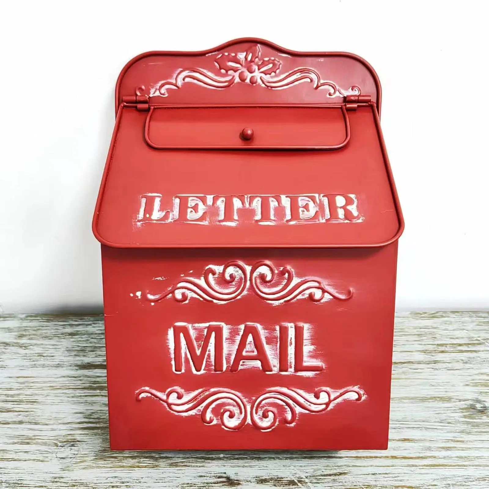 

Wall Mounted Mailbox Letterbox Weatherproof Large Iron Mail Insertion Large Capacity Mail Box Postbox for Home Decorative