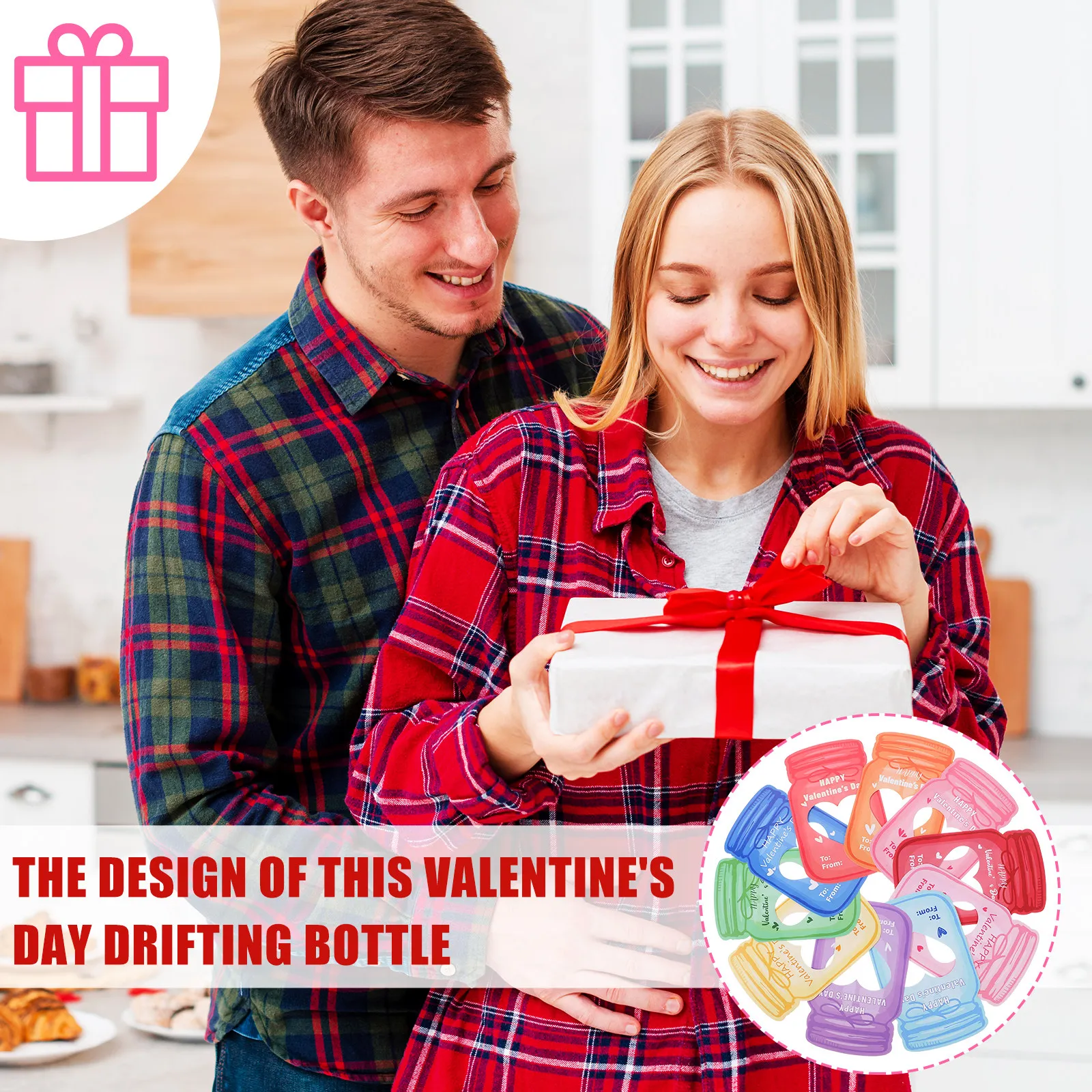 

1 Set Valentine's Day Drifting Bottle Blank Greeting Card DIY Writable Valentine Gift Romantic Keepsake Blank Greeting Card