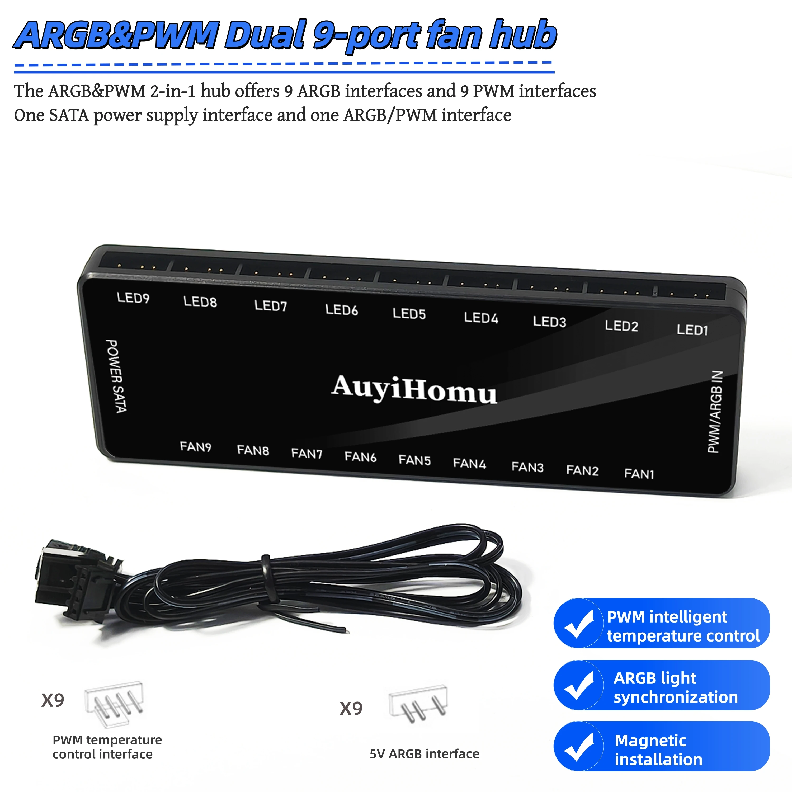 9-Port Argb Pwm Fan…