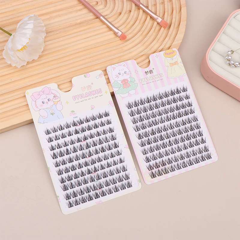 100pcs Lazy Man Fake Eyelash Trilogy Natural Eyelash Personal Eyelash Single Cluster Fairy Little Devil Self Adhesive Novice