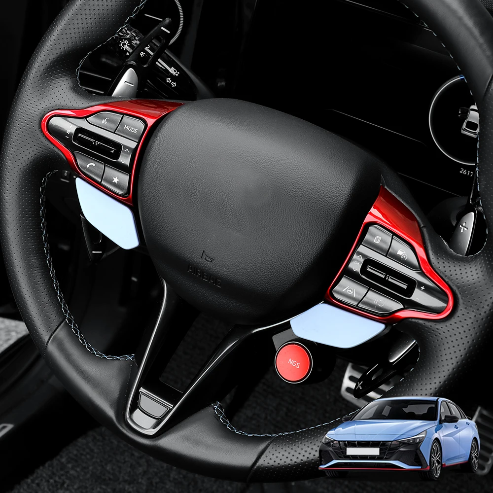 Carbonfaser-Stil Lenkradrahmenabdeckung Zierleiste Innenraumzubehör LHD/RHD für Hyundai Veloster N 2019-2023 Kona N I30N – Detail 8