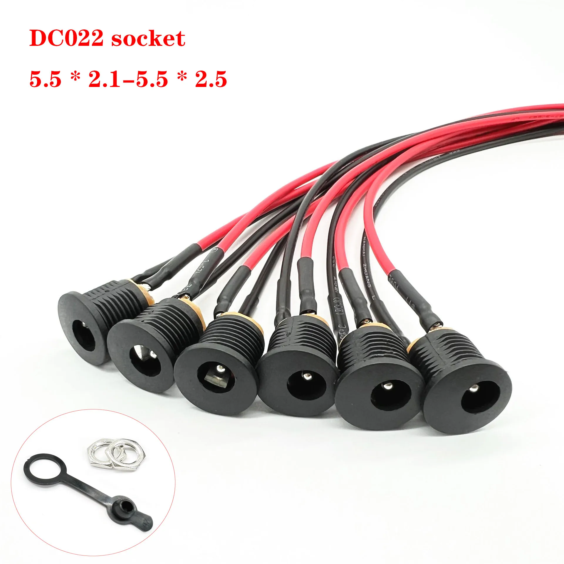 1-5PCS DC Power Cable DC022  DC Female Jack Panel Mount Charing Socket to XH2.54 Terminal 2Pin  Wire Connector