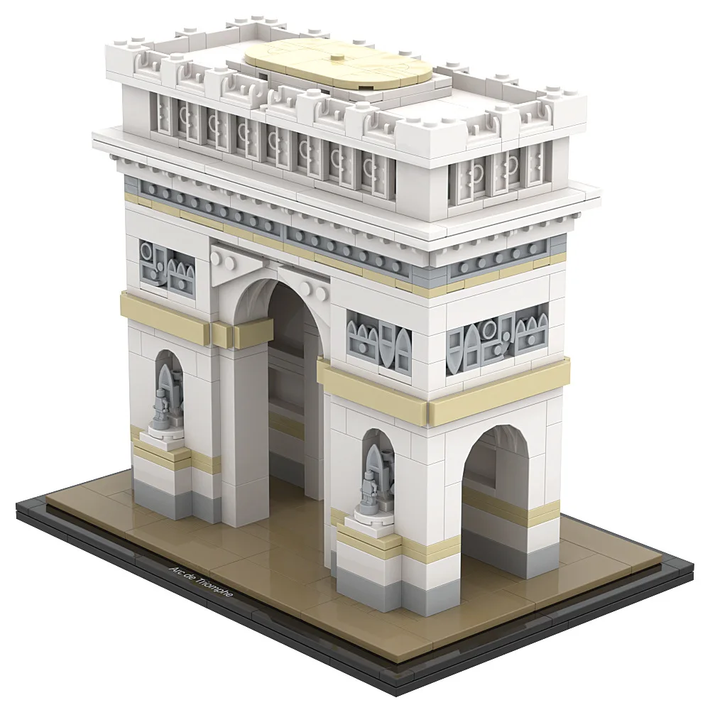 Kit de construcción de arco Triumph de 603 piezas, modelo icónico de arquitectura europea para adultos, regalo de coleccionista DIY con caja de color
