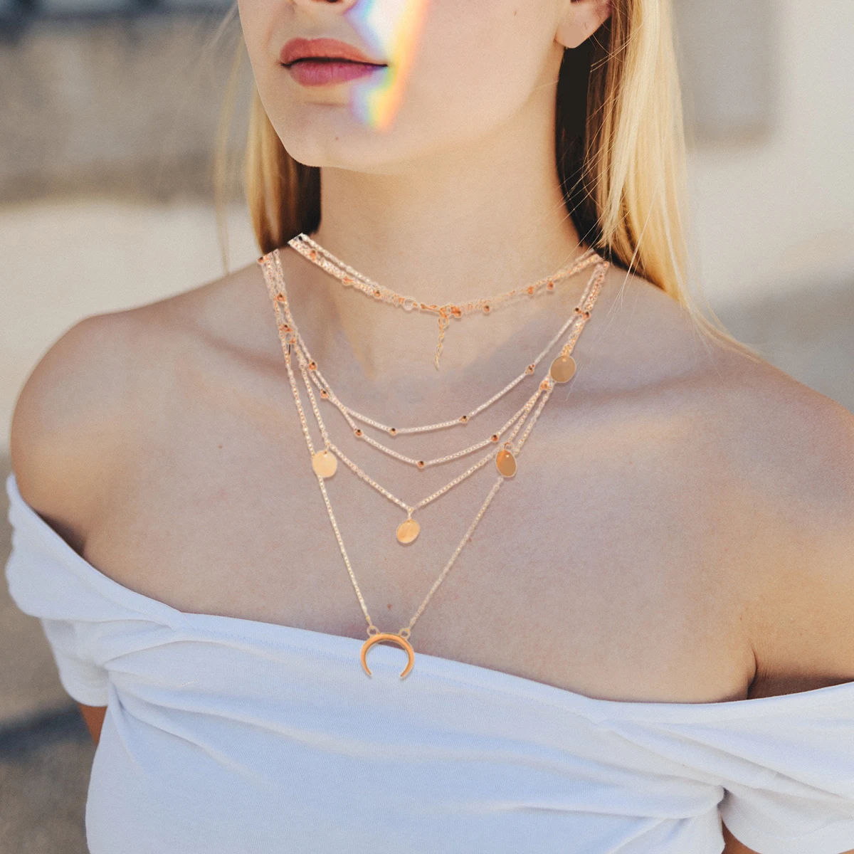   Collana in oro per donna Ciondolo luna Girocollo in argento Collane Miss alla moda europee e americane