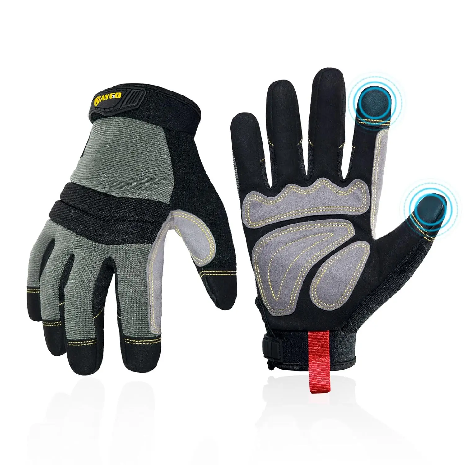 Men's Mechanical Working gloves 3 Pairs Abrasion Resistant Robust Mechanic gloves with Touch Screen Faux Leather