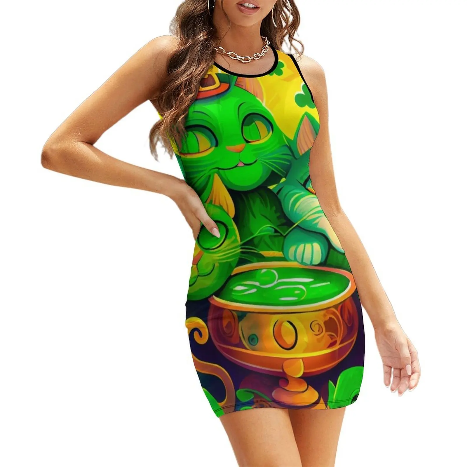 

St. Patty’s Day Celebration Sleeveless Sundress dresses for prom Bride dresses african dresses for woman for woman 2025