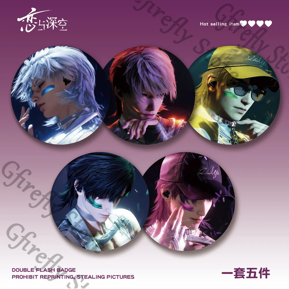 

Brooch Love and Deepspace Badge Colleagues Sylus Fibula Accessories Pin Collect 58mm Ambitus Caleb Laser Anime Gift