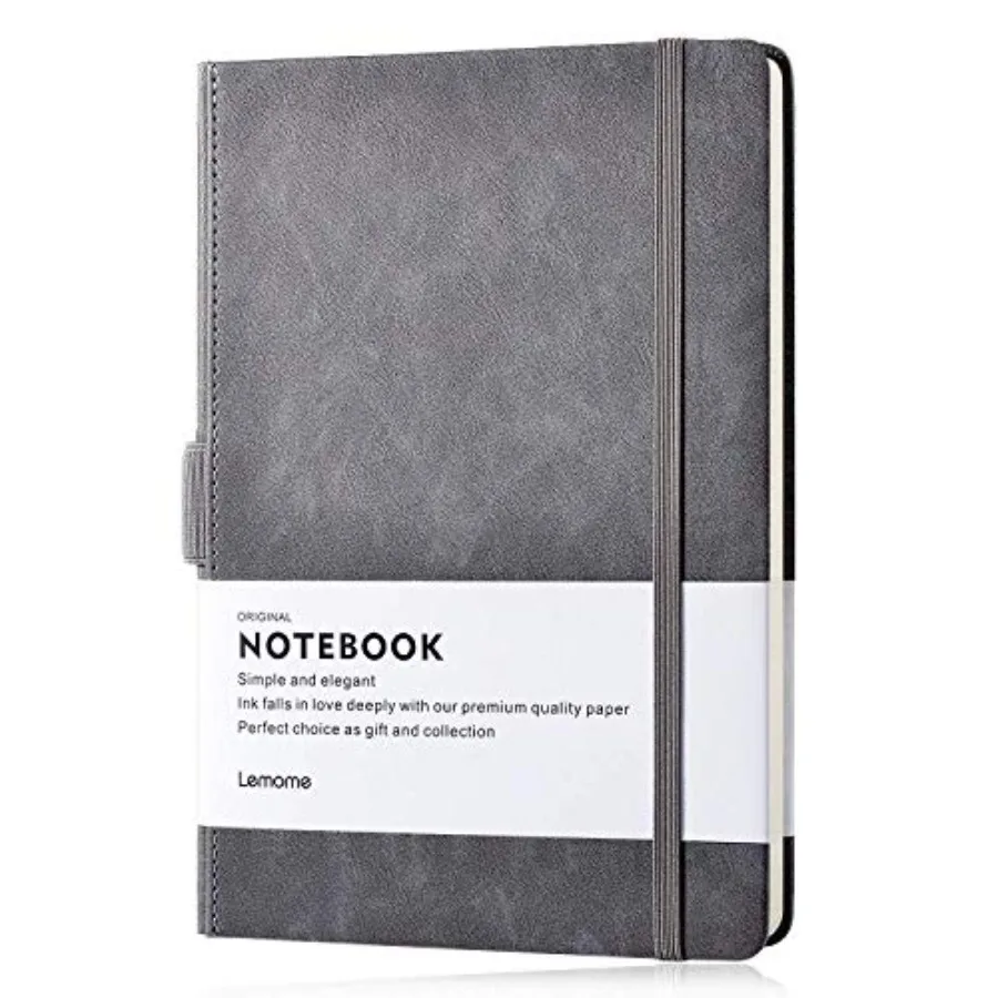 

Thick Classic Notebook with Pen Loop - A5 College Ruled Hardcover Writing Notebook with Pocket + Page Dividers Gifts, Banded, L