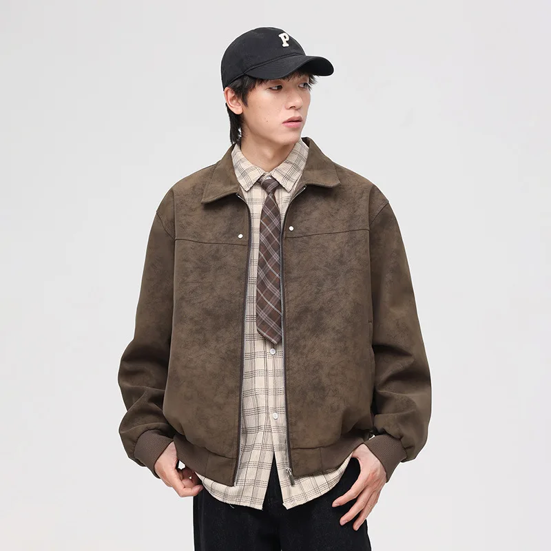 

Mens Winter PU Leather Jacket Casual Versatile Coat Cotton Lined Pants Set Top Outerwear Streetwear Men's autumn and winter jack