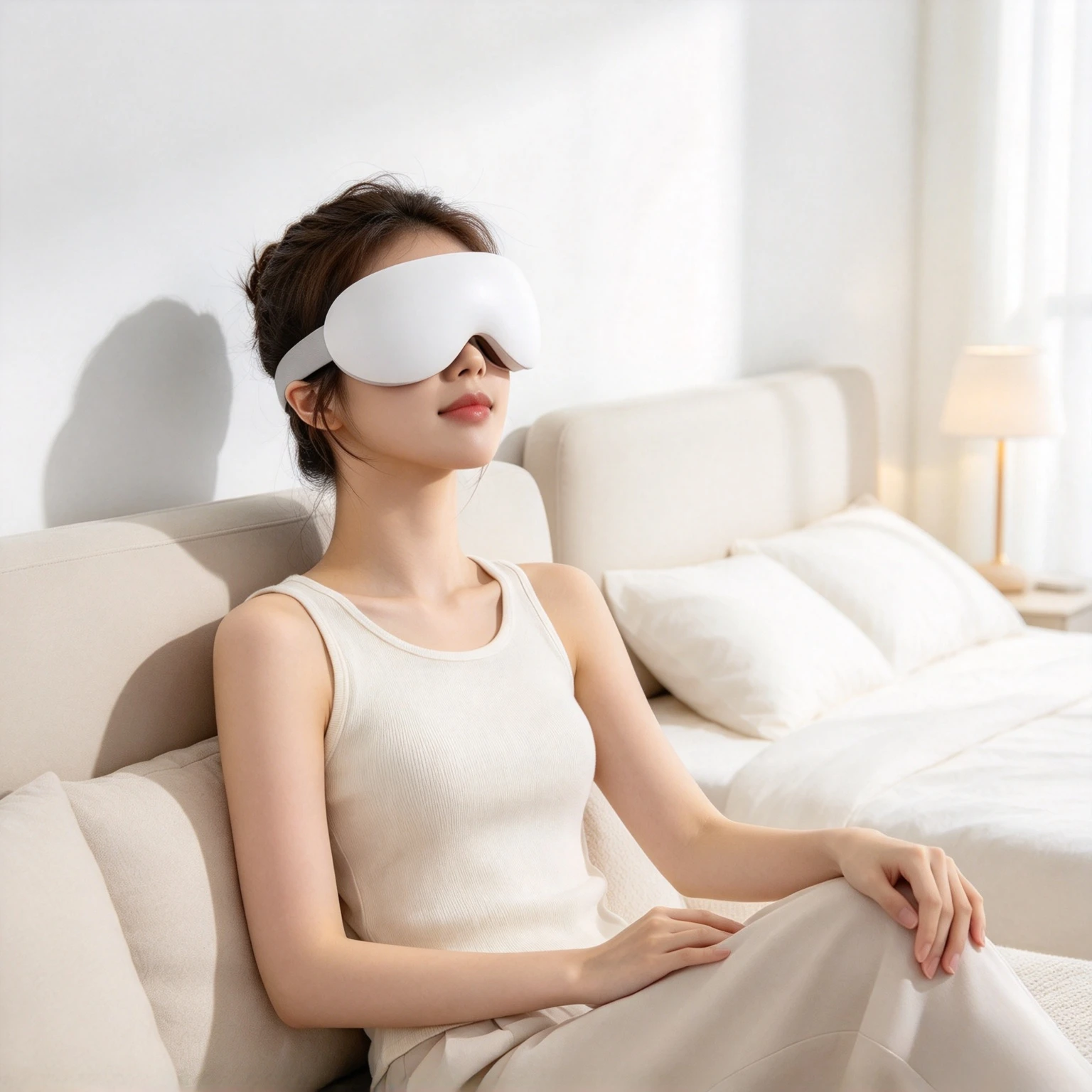 Smart Eye Massager with Cold Heat Compress Vibration Bluetooth Rechargeable Eye Massage Machine for Relax Dry Eyes Relief