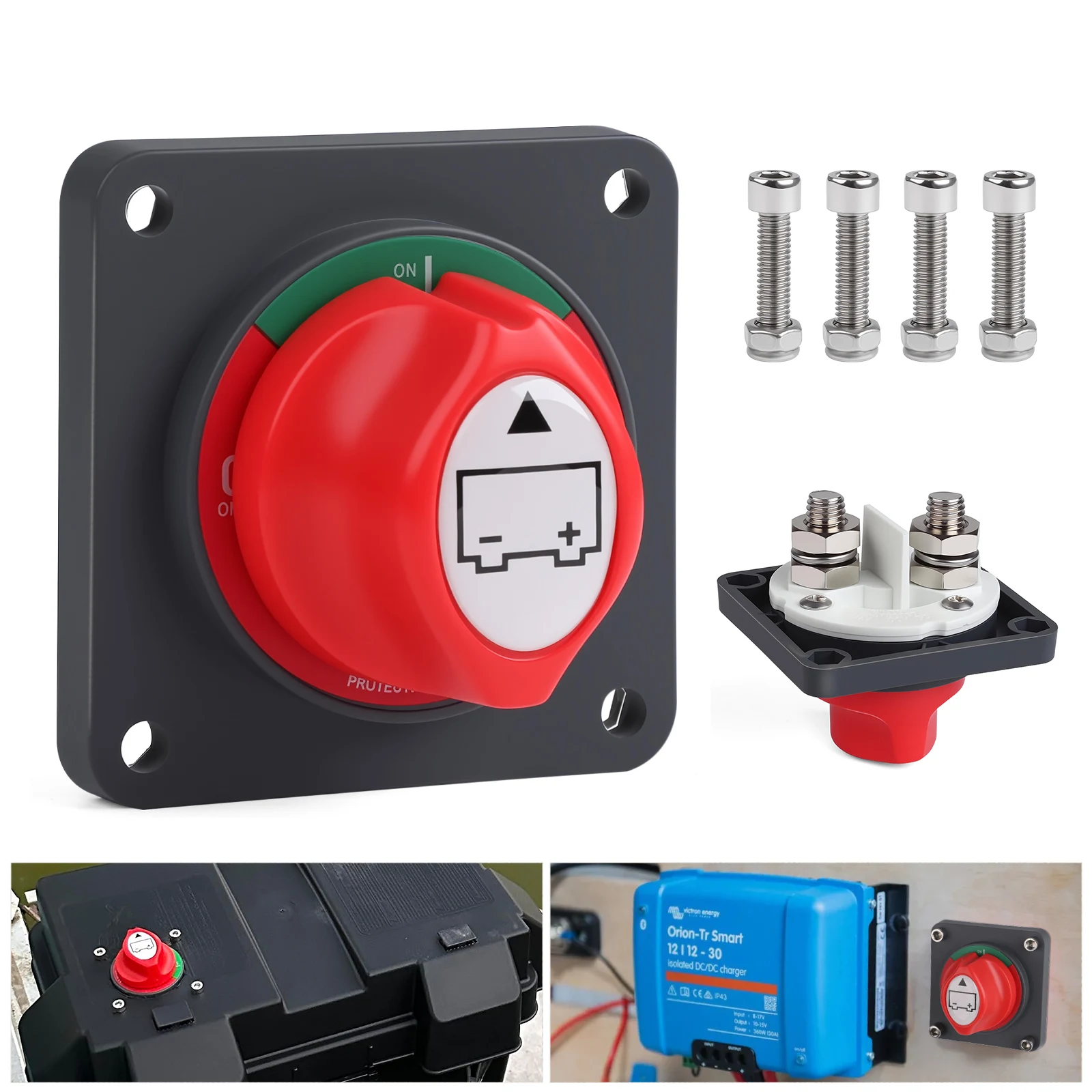 Neuer Batterieleistungsschalter, EIN/AUS-Schalter, 12 V–48 V, 275 A, Trennisolator, M10, M8, Kupferbolzen für Auto, Fahrzeug, Wohnmobil, Boot und mehr – Detail 7