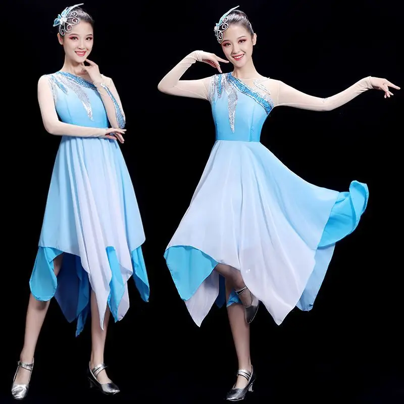 Modern Dance Performance Costume Sleeveless Dance Costume Square Dancing Dressdance Performance Costum Classical Dance Dress