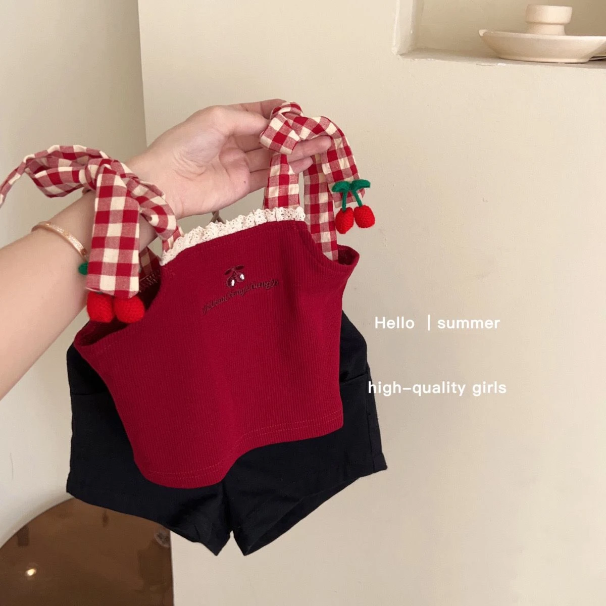 Childrens Clothing 2024 Short Embroidered Red Sleeveless Vest  for Girls New Summer Clothing Children Baby Girls