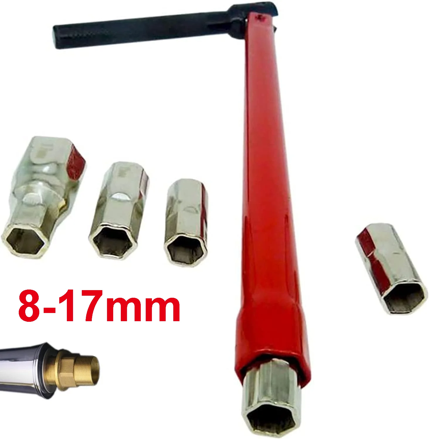 

Ключ для смесителя 8-17 мм, сантехнический инструмент с 4/6/7 насадками для установки раковин и смесителей в ванной комнате