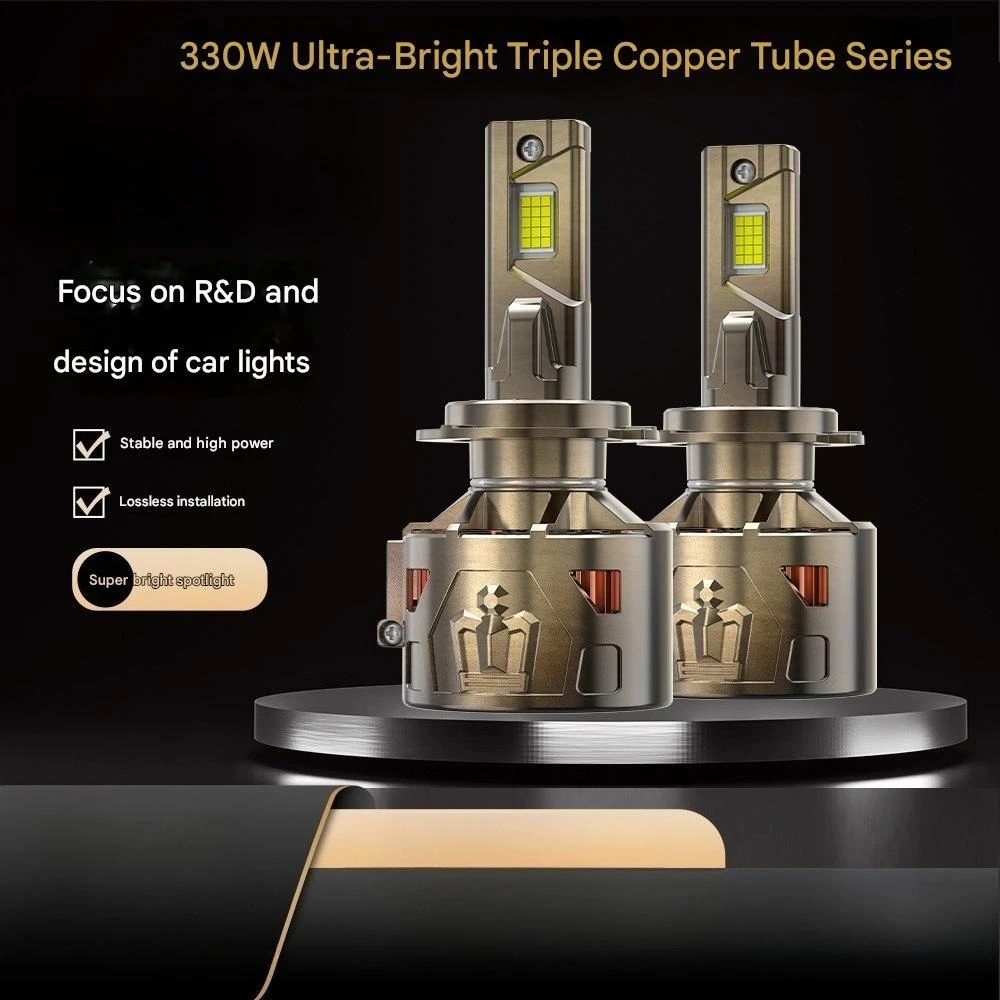

330W Car LED Headlight Bulbs Super Bright Triple Copper Tube Auto Lamp H1 H3 H4 H7 H11 9005 9006 High Power Upgrade