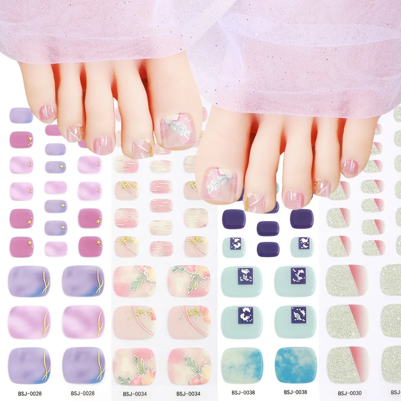 26tips Naklejki do paznokci Glitter Żel Do paznokci DIY Półutwardzony Żel Toe Nails UV/LED Lampa Pełna pokrywa Foot Nail Art Naklejki dekoracyjne