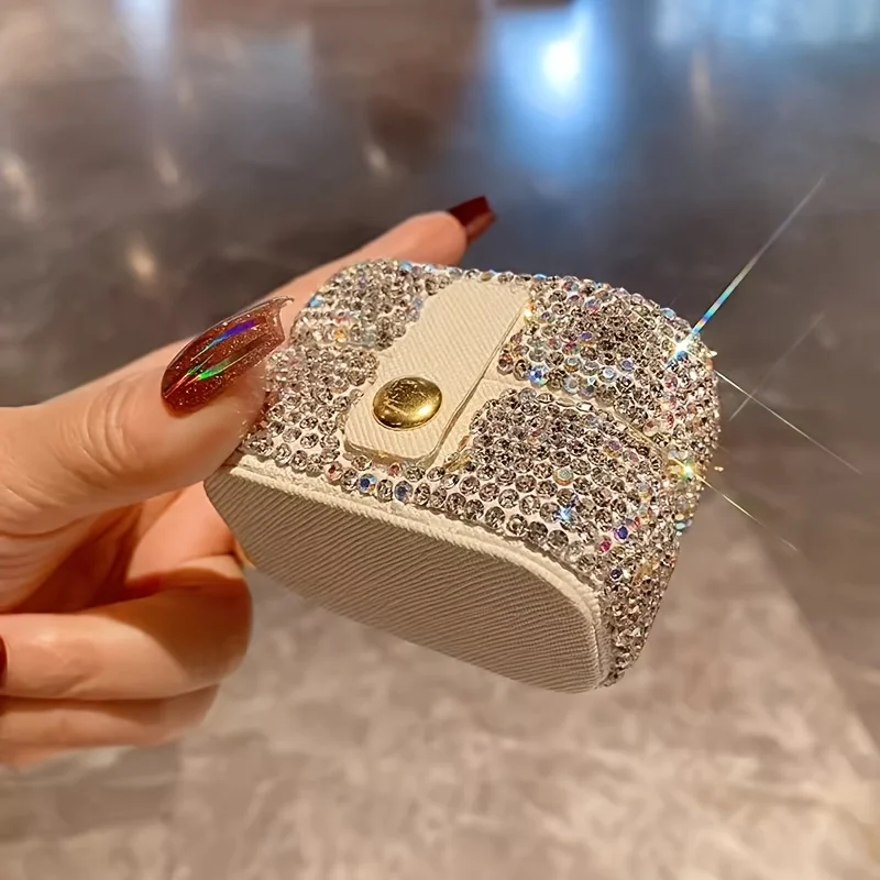 Square Artificial Diamonds Jewelry Box Elegant Desktop Ring Earring Organizer Multi-Layer Display Case Necklaces Bracelets