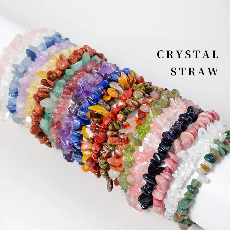 10pc Natural Gem Stone Bracelet Irregular Crystal Stretch Chip Beads Nuggets Bracelets Bangles Quartz Wristband for Women