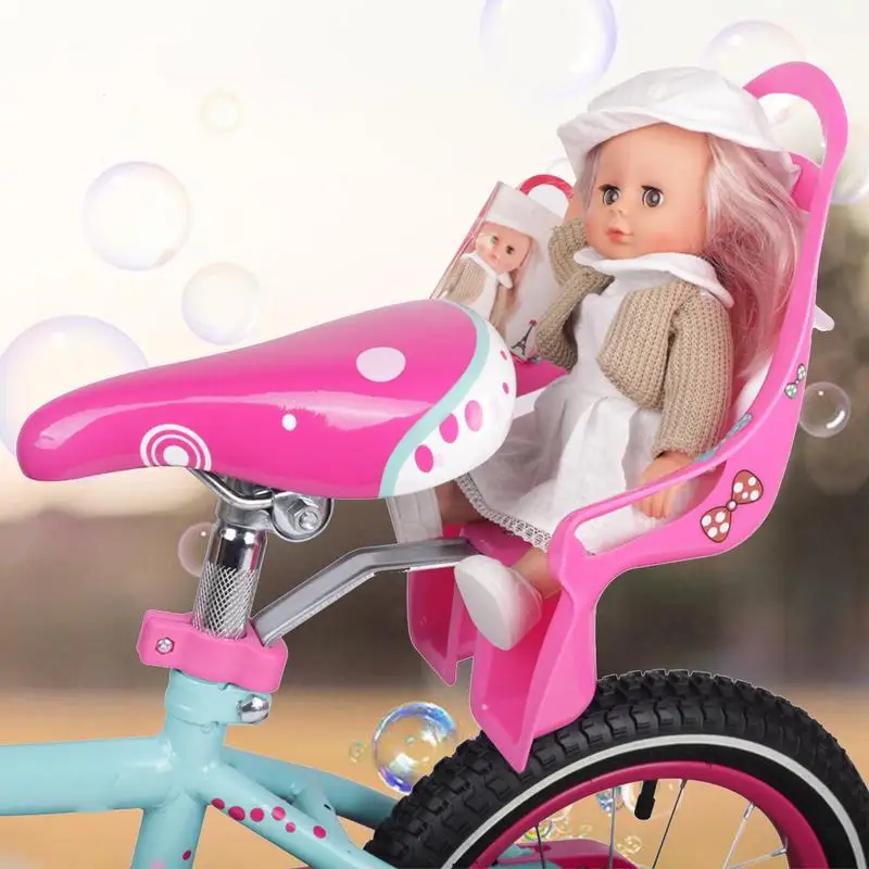 Tija de sillín de bicicleta para niños, asiento de muñeca con soporte para bicicleta de niño con pegatinas decorativas