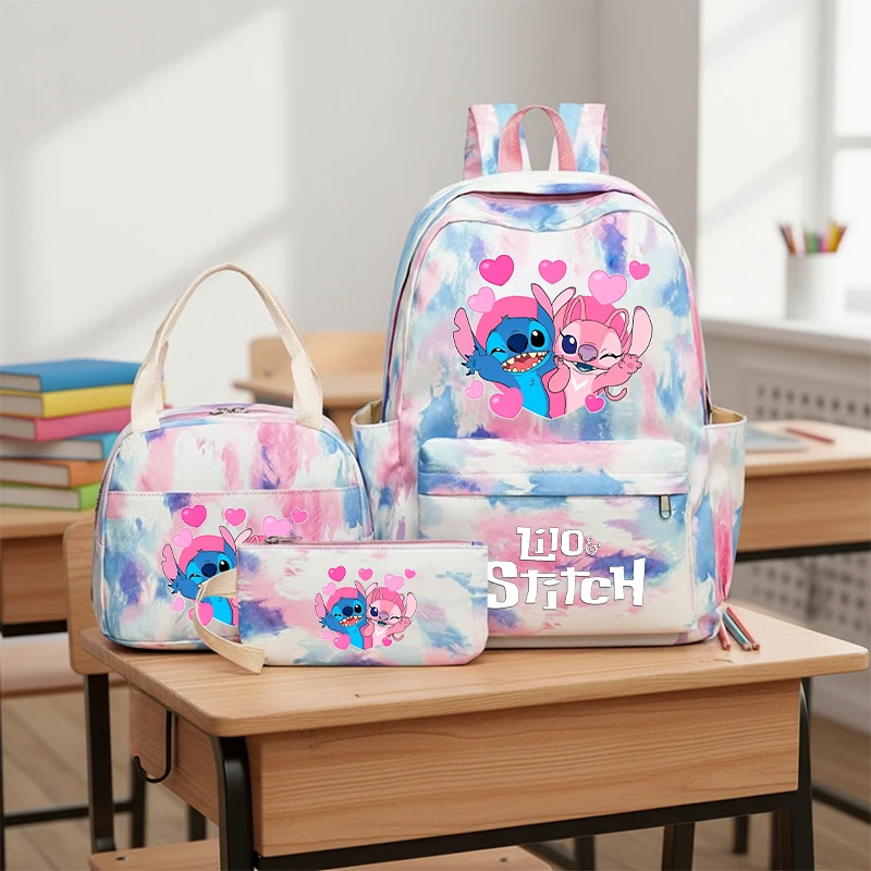 Ensemble de 3 pièces : Sac à dos scolaire Stitch pour enfant, motif dessin animé, sac à dos double épaule, trousse de voyage, grand sac à livres, sacoche pour ordinateur portable, cadeau