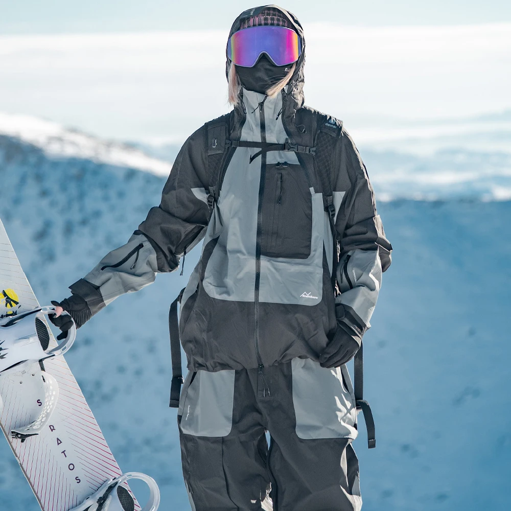 

Nu-June Ski Suit Waterproof Women Men Winter Two Pieces Warm Jacket & Pants Windproof Thermal Snowsuit for Snowboarding Wear