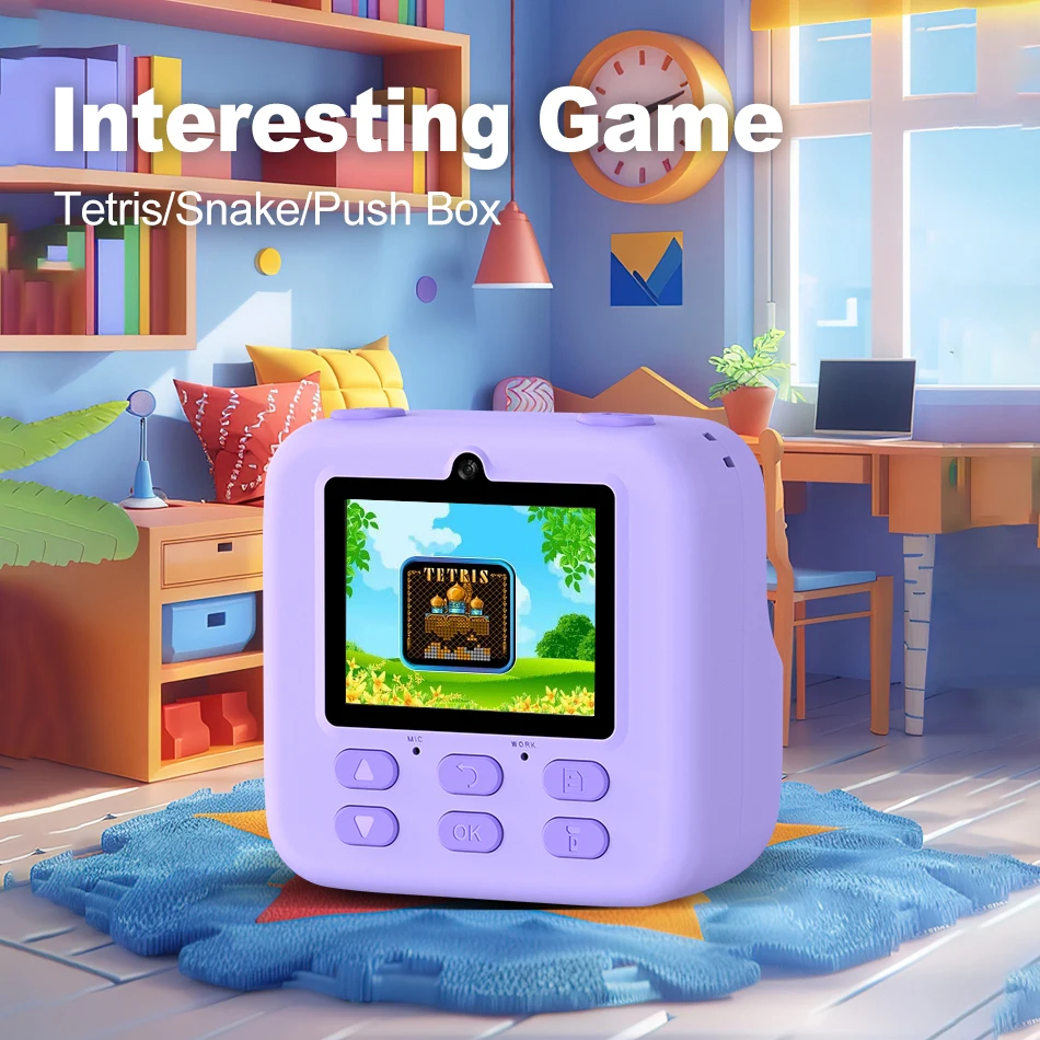 58 مللي متر طابعة حرارية للأطفال كاميرا طباعة فورية 2.4 بوصة 1080P HD IPS كاميرا رقمية صغيرة للفتيات الفتيان الهدايا طابعات الصور